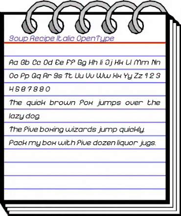 Soup Recipe Italic animated font preview Soup Recipe Italic animated font preview