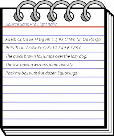 Source Sans Pro Light Italic animated font preview