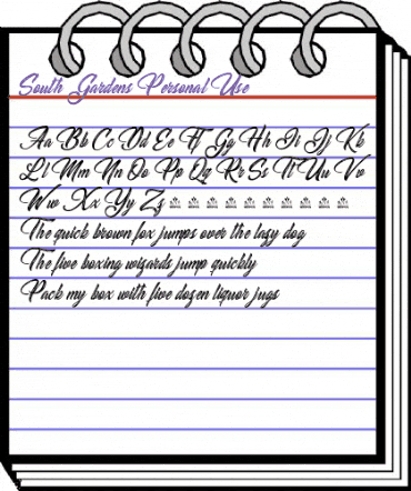 South Gardens Personal Use Regular animated font preview