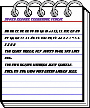 Space Runner Condensed Italic Regular animated font preview