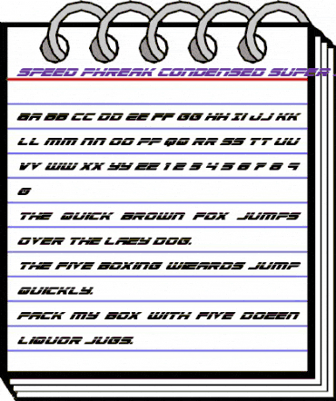 Speed Phreak Condensed Super-Italic Condensed Italic animated font preview