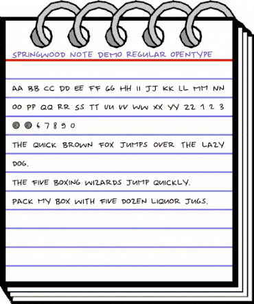 Springwood Note DEMO Regular animated font preview