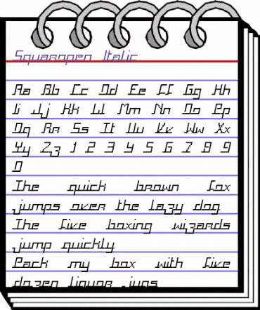 Squaropen Italic animated font preview