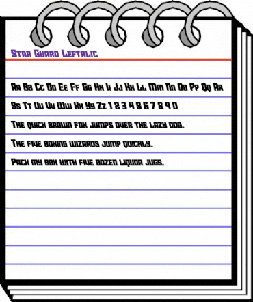 Star Guard Leftalic Italic animated font preview