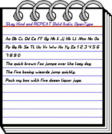 Stay Kind and REPEAT Negreta cursiva animated font preview