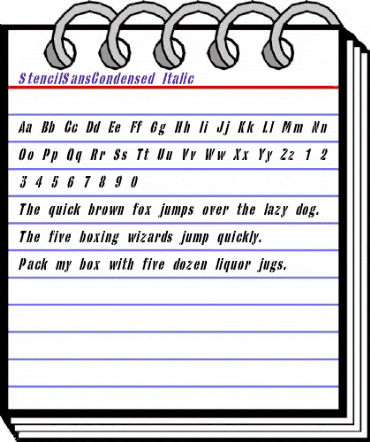 StencilSansCondensed Italic animated font preview
