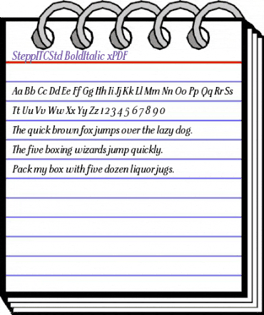 SteppITCStd-BoldItalic xPDF Regular animated font preview