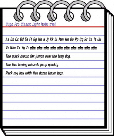 Sugo Pro Classic Trial Light Italic animated font preview