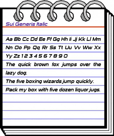 Sui Generis Italic animated font preview