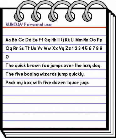 SUNDAY Personal use Regular animated font preview