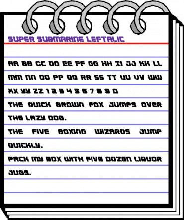 Super Submarine Leftalic Italic animated font preview