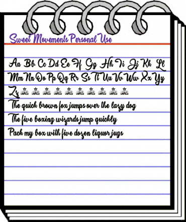 Sweet Movements Personal Use Regular animated font preview