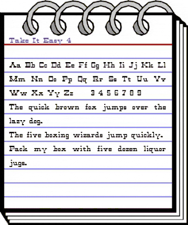 Take It Easy 4 Regular animated font preview