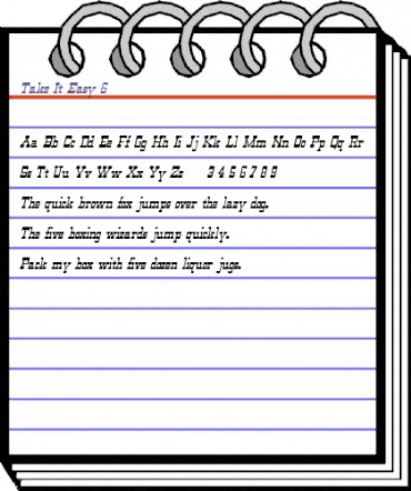 Take It Easy 6 Regular animated font preview