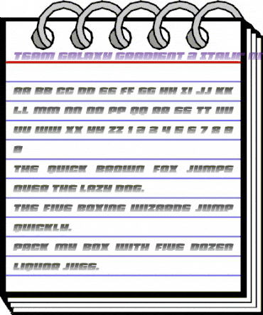 Team Galaxy Gradient 2 Italic Regular animated font preview