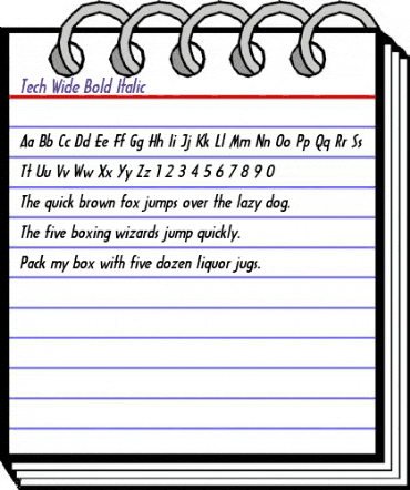 Tech-Wide Bold Italic animated font preview