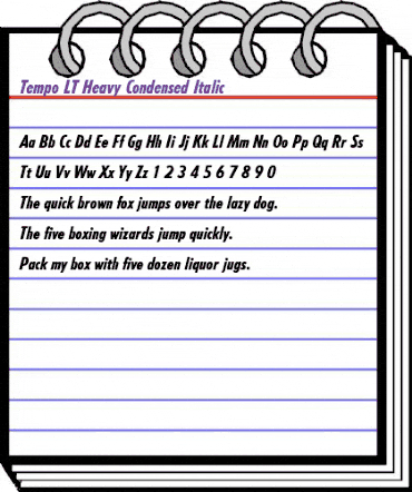 Tempo LT HeavyCondensed Italic animated font preview