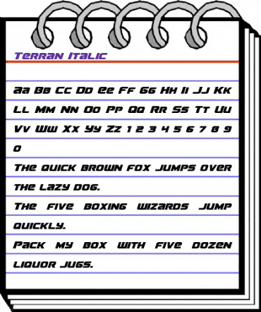 Terran Italic Italic animated font preview Terran Italic Italic animated font preview