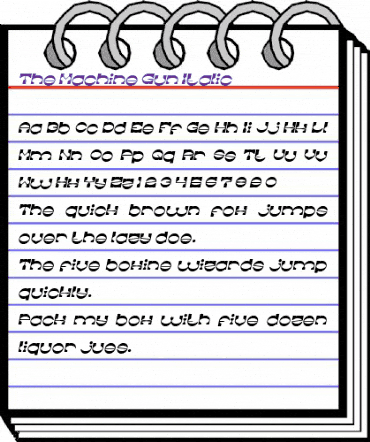 The Machine Gun Italic animated font preview