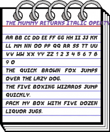 The Mummy Returns Italic animated font preview
