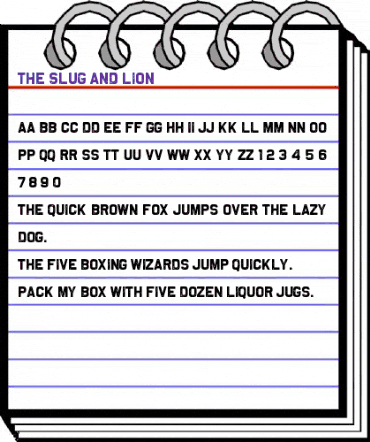 The Slug and Lion Regular animated font preview