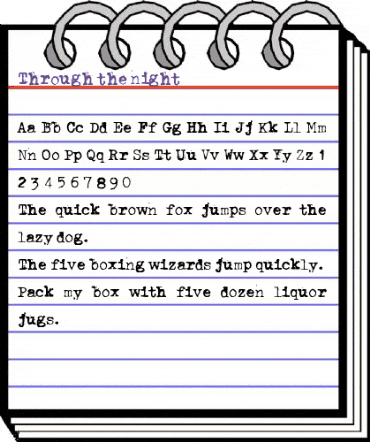 Through the night Regular animated font preview