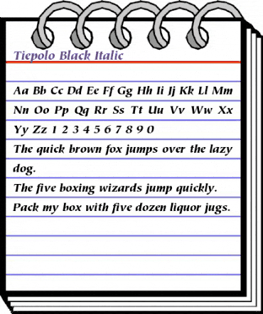 Tiepolo Black Italic animated font preview