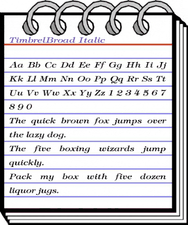 TimbrelBroad Italic animated font preview