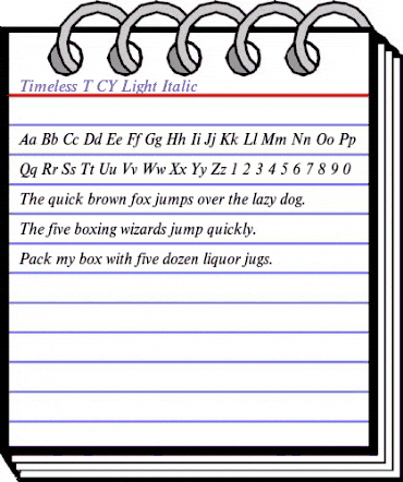 Timeless T CY Light Italic animated font preview