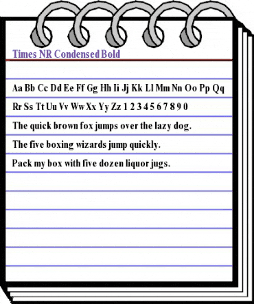 Times NR Condensed Bold animated font preview