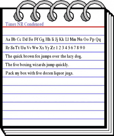 Times NR Condensed Regular animated font preview