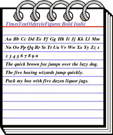 TimesTenOldstyleFigures BoldItalic animated font preview