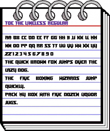 Toe the Lineless Regular animated font preview