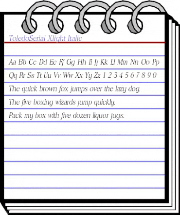 ToledoSerial-Xlight Italic animated font preview