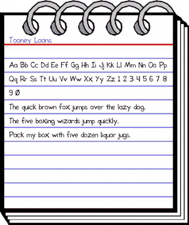 Tooney Loons Regular animated font preview