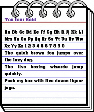Tou Jour Bold Regular animated font preview