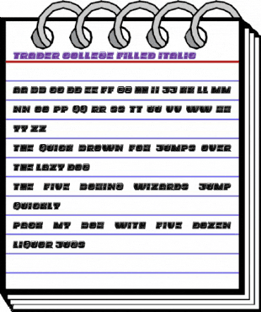 Trader College Filled Italic animated font preview