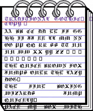 Traditional Gothic, 17th c. Regular animated font preview