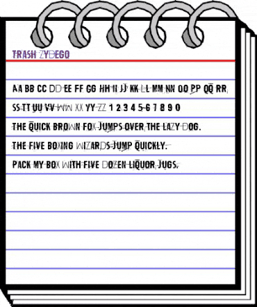 Trash Zydego Regular animated font preview