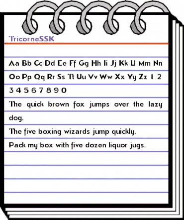 TricorneSSK Regular animated font preview