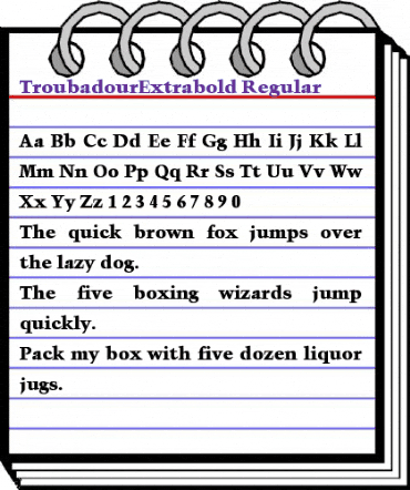 TroubadourExtrabold Regular animated font preview