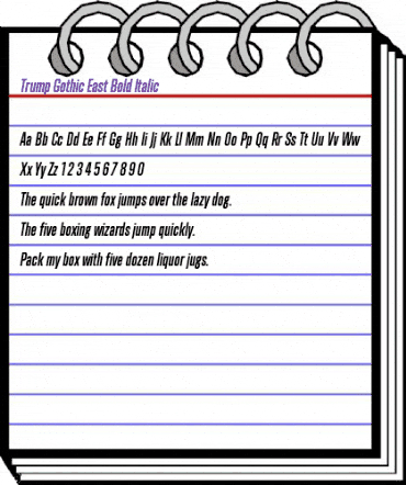 Trump Gothic East Bold Italic animated font preview