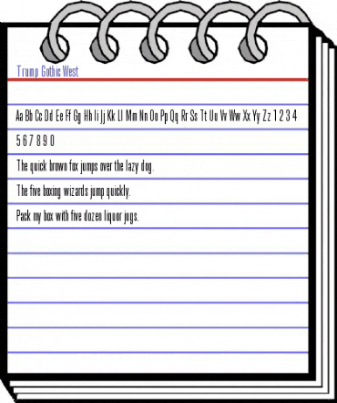 Trump Gothic West Regular animated font preview