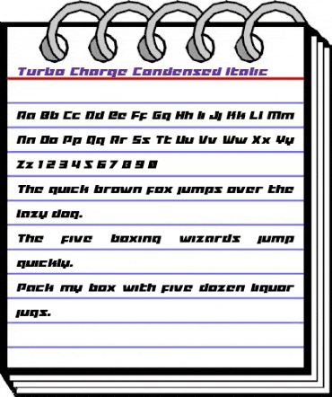 Turbo Charge Condensed Italic Condensed Italic animated font preview