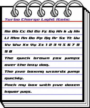 Turbo Charge Light Italic Light Italic animated font preview