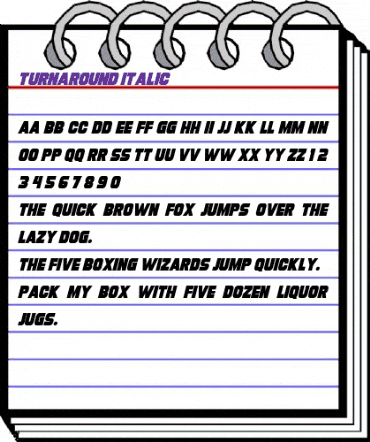 Turnaround Italic animated font preview