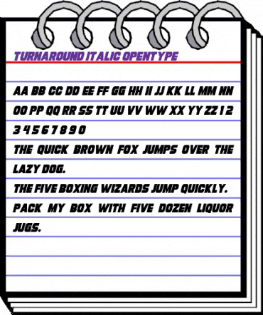 Turnaround Italic animated font preview