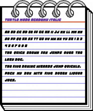 Turtle Mode Academy Italic Italic animated font preview