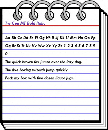 Tw Cen MT Bold Italic animated font preview