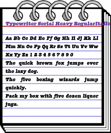 Typewriter-Serial-Heavy RegularItalic animated font preview